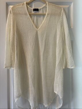Jordan Taylor Cream Crochet V-Neck Swim Coverup